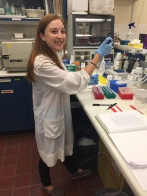 Kyla Kelly, a Hollings Scholar from the University of New Haven, conducts lab work during her internship with NOAA Fisheries in Seattle, WA. Photo: Steffaney Wood