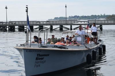 The Thames River Heritage Park water taxi brought boatloads of passengers between Fort Trumbull, Fort Griswold and the downtown New London waterfront park for the Thames River Quest on June 2.