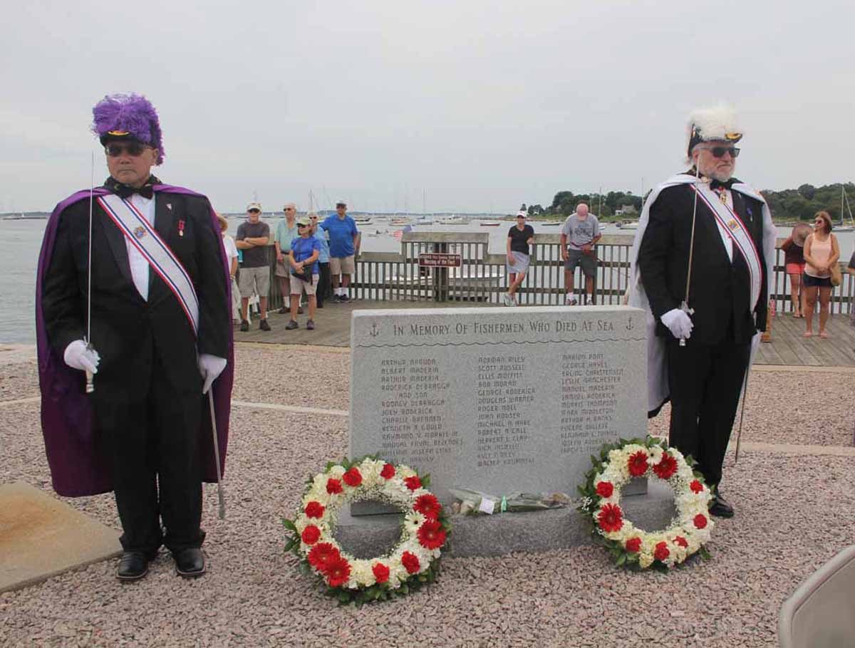 After the parade, wreaths were laid at the memorial to fishermen who died at sea.