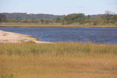 The Poquonnock River flows past salt marshes at Bluff Point State Park.