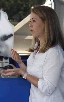 Sarah Crosby, director of Harbor Watch at Earthplace, talked about water quality testing in the Norwalk River.