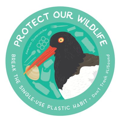 Protect Our Wildlife sticker with oystercatcher