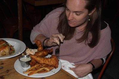 At least two servings per week of seafood such as this fish and chips meal served at RD86 Space restaurant in New London are recommended by the FDA for a healthy diet.