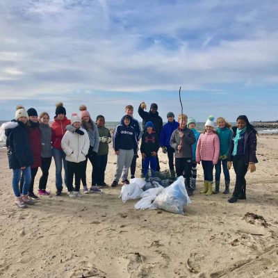 Members of the youth group from the Old Lyme Congregational Church spent Veterans Day Nov. 11 collecting and disposing of trash from White Sands Beach to Griswold Point.