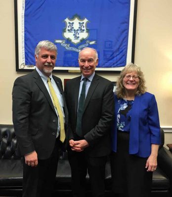 Rep. Joe Courtney, center, met with CT Sea Grant Director Sylvain De Guise, left, and Associate Director Nancy Balcom at his Washington, D.C., office on March 10.