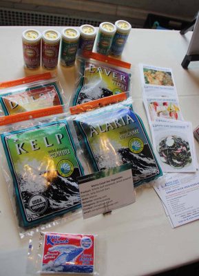 Four varieties of dried seaweed and kelp seasonings were among products from Maine displayed at the Seaweed Showcase.