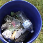 The bucket of trash collected by the Mehta family included empty cognac and wine bottles and many plastic food wrappers.