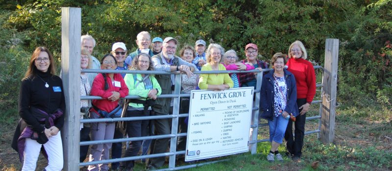 Graduates of the 2020 and 2021 Coastal Certificate program gather for a hike at Fenwick Grove in Old Saybrook on Oct. 23.