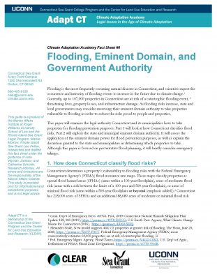 First page of "Flooding, Eminent Domain and Government Authority," fact sheet