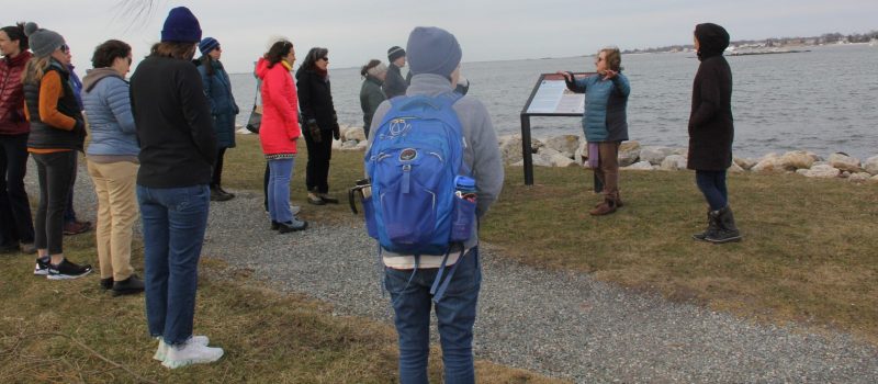Research Coordinator Syma Ebbin, second from right, leads a tour of the Blue Heritage Trail and CT NERR sites as part of the Northeast Sea Grant Conference hosted by CT Sea Grant March 14-16. About 100 staff from NE Sea Grant programs participated.