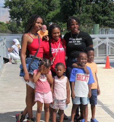 These three mothers and their children were among the 20 families who participated in "Let's Go Fishing."