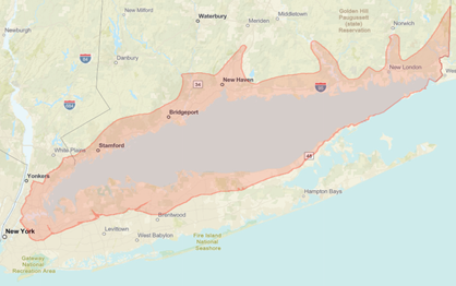Map of Long Island Sound Coastal Boundary watershed