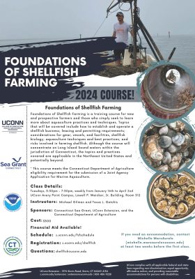 Flier for Foundations of Shellfish Farming 2024 Course