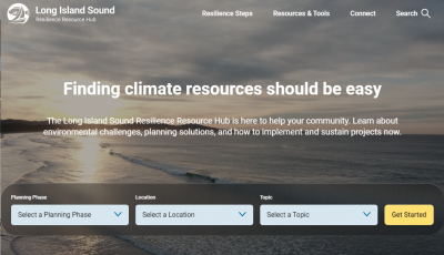 Screenshot from Long Island Sound Resilience Resource Hub website