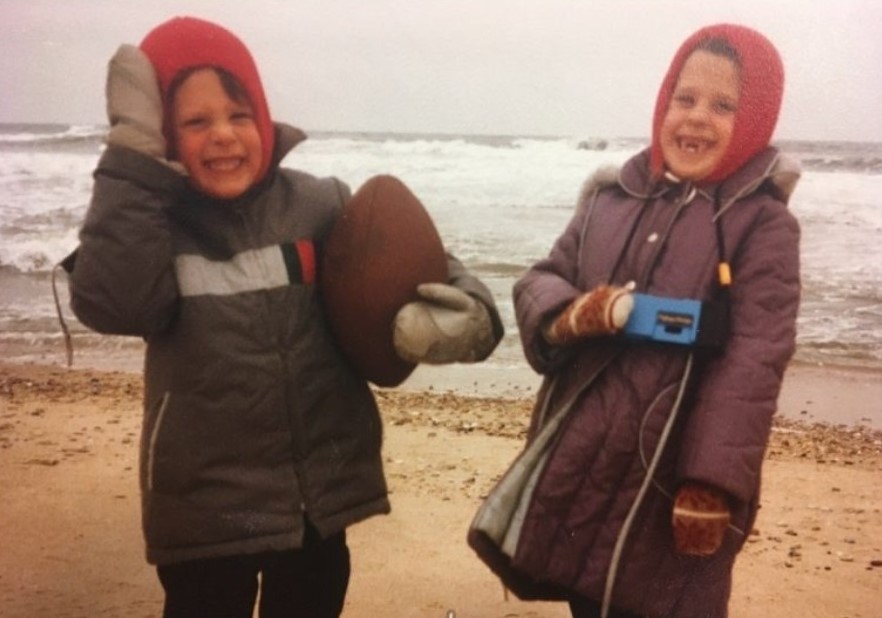 Meghan Marrero, right, at the beach as a girl.