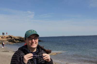 Sarah Schechter thoroughly enjoyed the view of the eclipse through her protective eyeglasses.