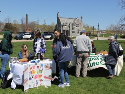 The Avery Point Thrift Club was one of many groups with environmentally themed displays at the Earth Day event.