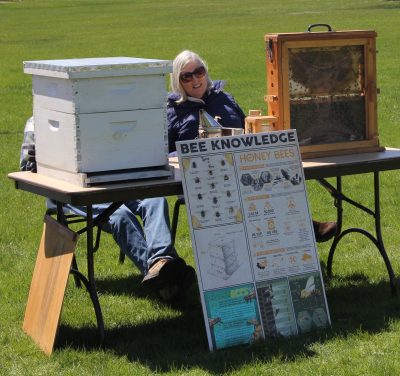 Andrea Wing and her husband Tom displayed a bee hive and information about beekeeping at the event.