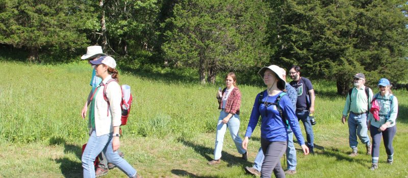 Some of the 10 people who joined the CT Trails Day hike at Haley Farm State Park in Groton start the June 1 event co-led by the CT National Estuarine Research Reserve and CT Sea Grant.