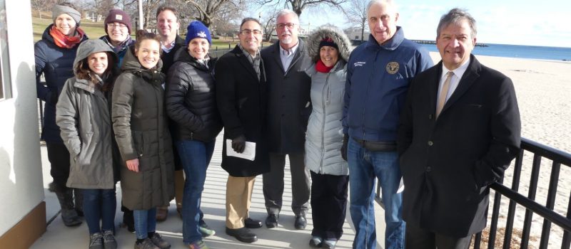 Sustainable & Resilient Communities team from NY and CT gathers in Rye, NY, with NY & CT Sea Grant and EPA officials to announce awards to 15 LIS communities and new round of resilience funding.