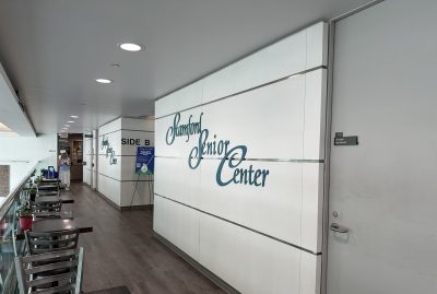 The main entrance of the Stamford Senior Center