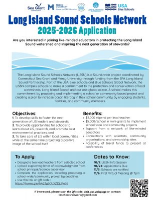 Long Island Sound Schools Network 2025-2026 Application flier