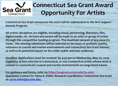 Post card for 2026 Connecticut Sea Grant Arts Award