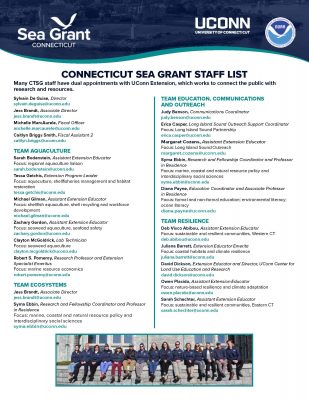 Connecticut Sea Grant staff list with titles, contact information and staff photo
