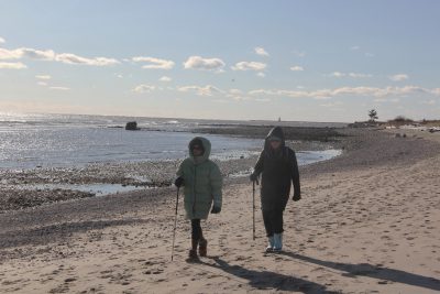 The hike was timed for low tide so hikers would bet a good view of marshes and tidal flats.