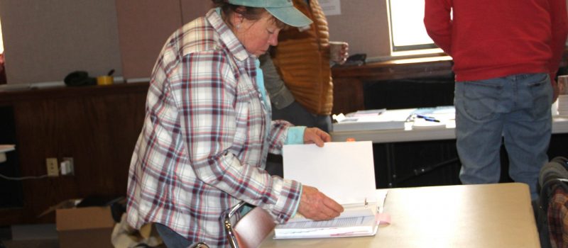 Patty King of Norm Bloom and Son looks through the Seaweed Food Safety Guidance document recently created by NY Sea Grant and presented at the annual meeting of CT kelp growers and regulators on March 3.