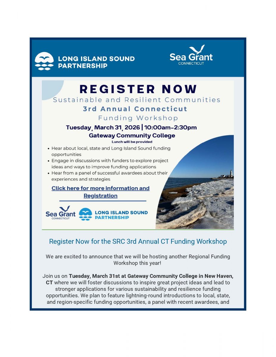 First page of flier announcing registration for 3rd annual Resilient and Sustainable Communities Funding Workshop March 31