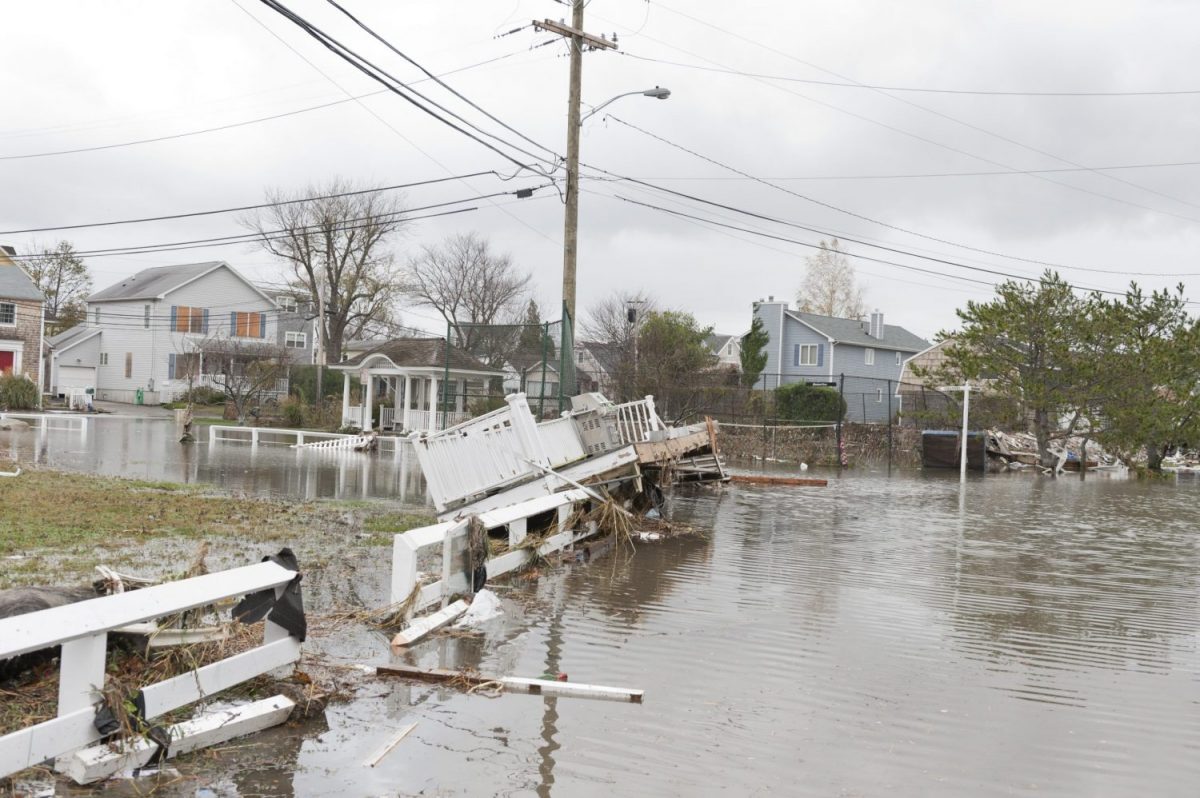 Flooded residential neighborhood