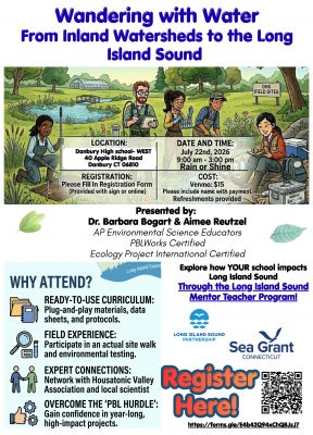 First page of flyer for Wandering with Water Long Island Sound Mentor Teacher workshop