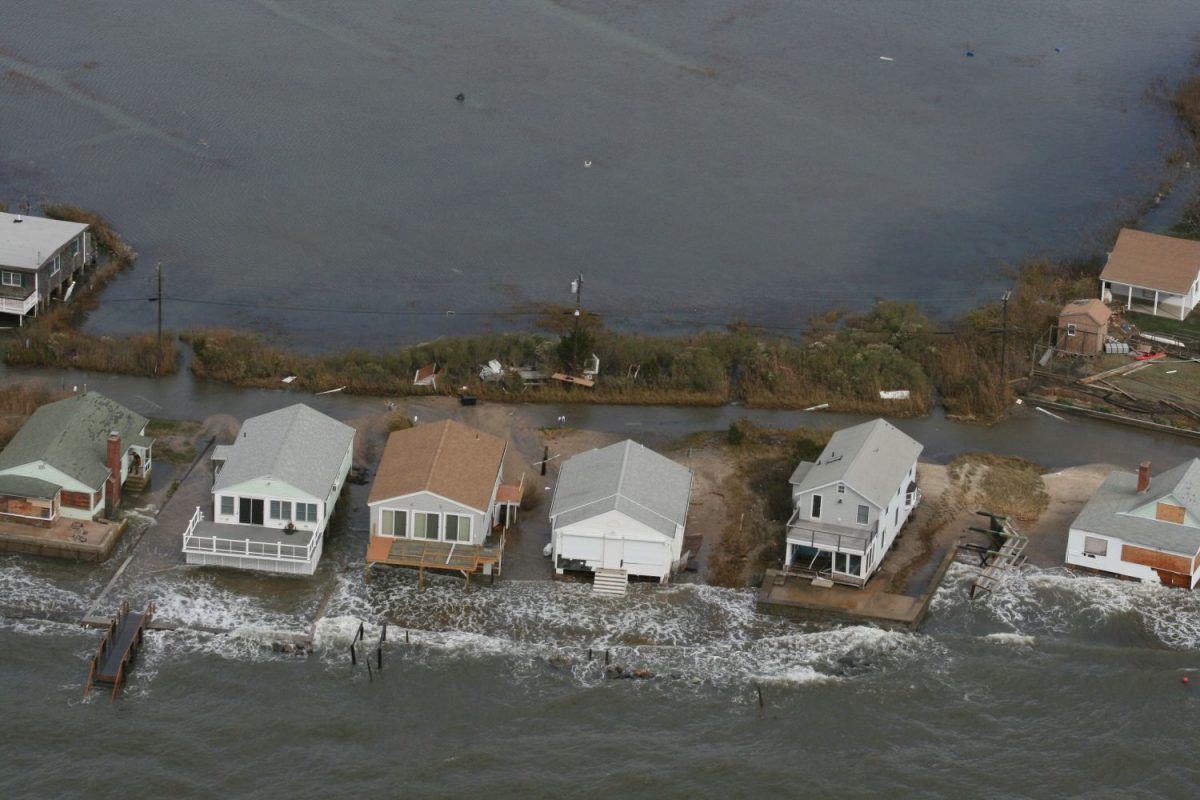 Aerial view of damage caused along the Connecticut shoreline by Hurricane Sandy in October 2012. Photo: Connecticut National Guard
