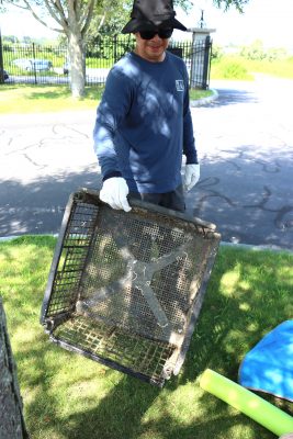 Volunteers collected several large items, including this crate, a pool noodle and sheets of foam.