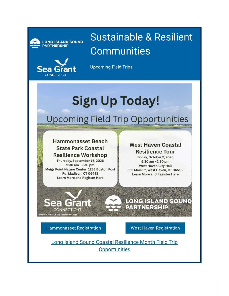 Page of Sustainable & Resilient Communities flyer about upcoming field trip opportunities in September and October