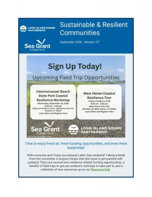 First page of Sustainable & Resilient Communities newsletter for Western Connecticut for September 2026