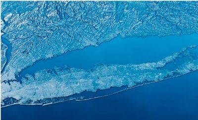 Map of Long Island Sound with Long Island and Connecticut coastline