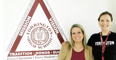 Left, Jamie Mack, science and oceanography teacher at Torrington High School, and Catherine Haase, Spanish teacher at the school.