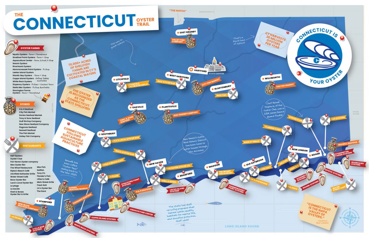 Connecticut Oyster Trail map